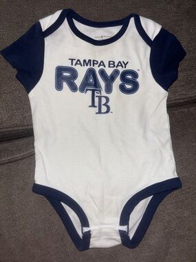 MLB Tampa Bay Rays White and Navy Baby One-Piece Bodysuit